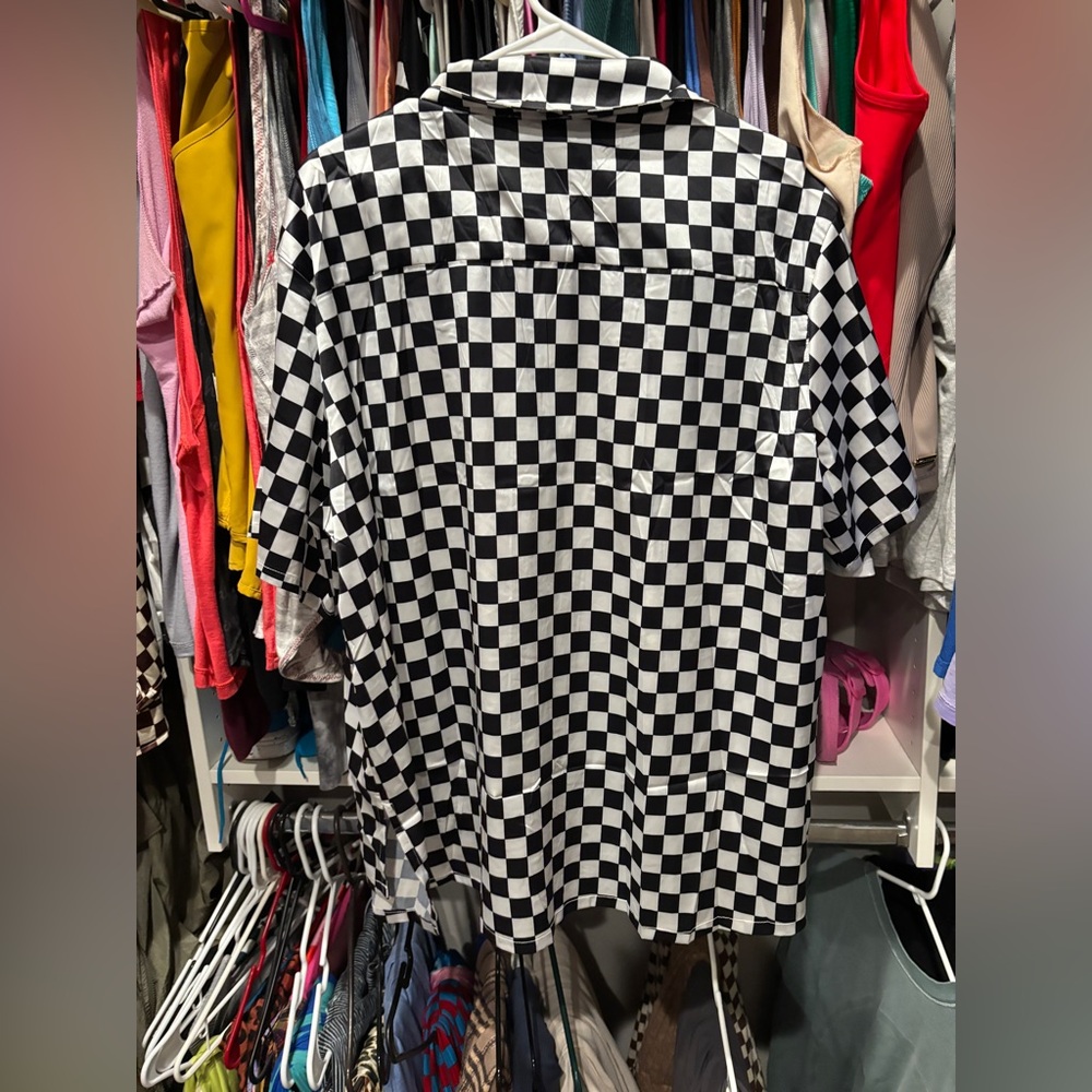 Dressed in lala black and white check top NWT large oversized - Picture 2 of 3